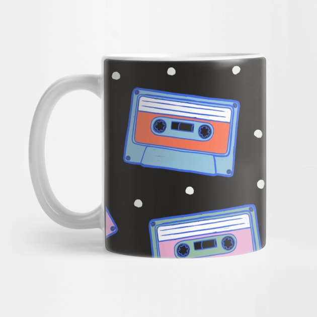 Classic 80s Cassette Tapes Pattern by cecececececelia